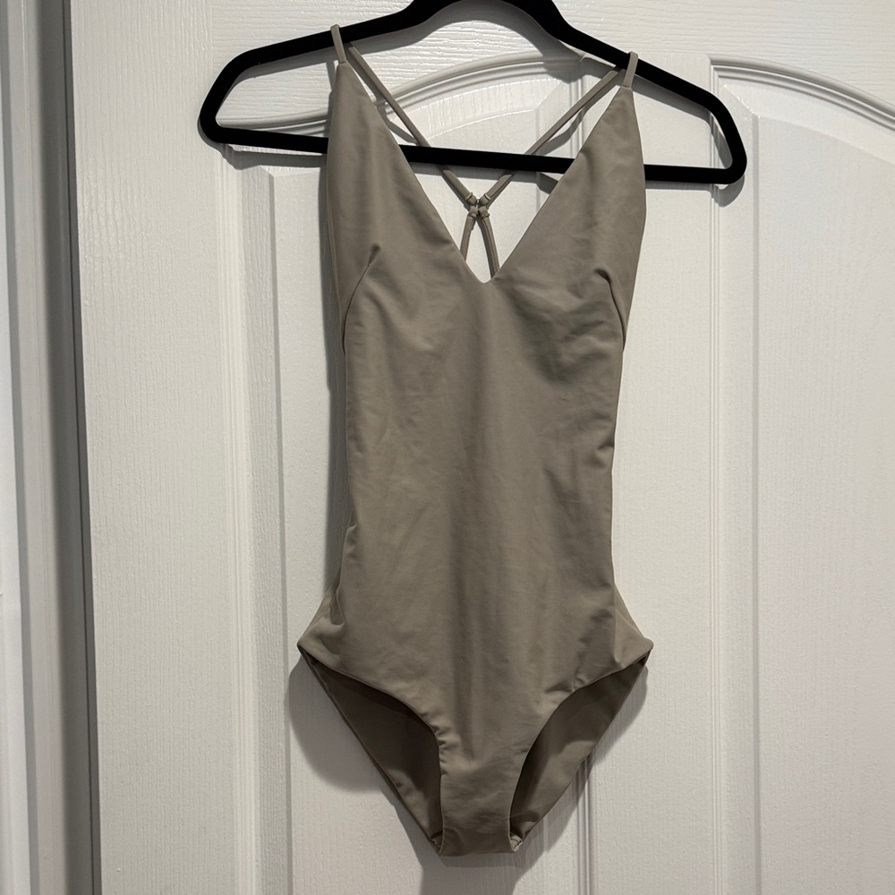Mikoh Small Neutral Taupe One-Piece Swimsuit